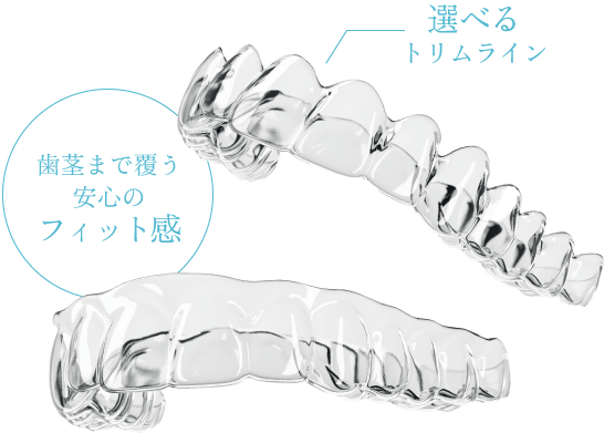 歯茎まで覆う安心のフィット感/選べるトリムライン